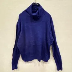 美品✨️【L】　セーター　長袖　青　ブルー　タートルネック レディース　無地