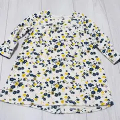 プチバトー　花柄　ワンピース　ホワイト　イエロー18m