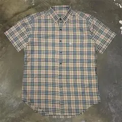 ◎BURBERRY LONDON ロゴ ノバチェック柄 半袖 シャツ XL相当