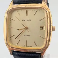 【稼働品】ORIENT クォーツ 587814P-20 スクエア デイト