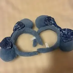 ディズニーリゾート　ミニーカチューシャ水色スパンコールリボン付き　２点セット