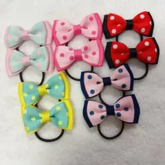 グログランリボン　キッズ　ヘアゴム　　５色10本セット　ハンドメイド