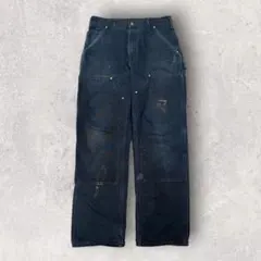 ぐ*。様 希少‼️ 80s カーハートダブルニーブラック　USA製　36×30 80s USA製 carharttカーハート ダック地 ダブルニー オーバーオール 黒