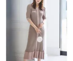 新品　リリアンカラット ツイードライクニットワンピース