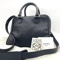 【極美品】ロエベ　アマソナ75 リピートアナグラム　2way バッグ　レザー　黒のサムネイル