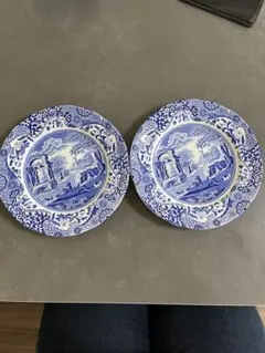 希少】spode スポード ブルーイタリアン BBプレート 角 大皿 29cm