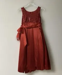 KIDS DREAM キッズドレス　レッド　サテン　スパンコール