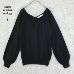earth music&ecology ラメニット ブラック 長袖 S リボン