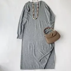 スピックアンドスパン　羊毛コンテンジクVニットワンピース　カシミヤミックス　薄手