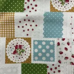 ストロベリー柄　生地　108×200 いちご　水玉　チェック　レース