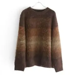 EPIC Border Gradation Mohair Knit オレンジ L