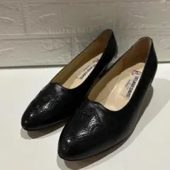 【１品物】DELMAR DAVIS 本革　蛇革　装飾　黒　23.5