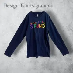 【graniph グラニフ】　刺繍ロゴ　長袖カットソー　ネイビー　L メンズのサムネイル