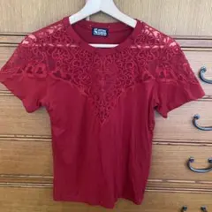 ヒステリックグラマー レースハートクモ スタッズ赤 半袖Tシャツのサムネイル