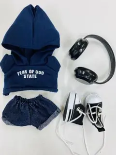 17cmぬいぐるみ服 ラブブ 着せ替え服4点セット ネイビー おしゃれ 男の子