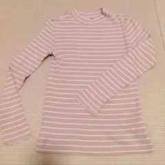 ストライプ長袖カットソー ハイネック