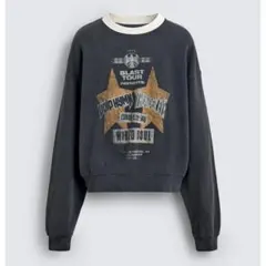 ZARA ウォッシュドプリントスウェットシャツ カーボングレー Lのサムネイル