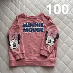【100】フタフタ　ミニーマウス トレーナー ピンク