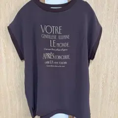 THE SHOP TK ひんやりサラサラロゴプリントTシャツ ダークブラウンのサムネイル