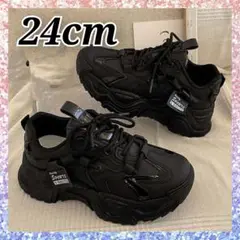 レディース 厚底スニーカー ブラック 24 ダッドスニーカー 韓国