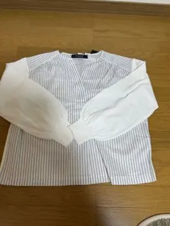 BRAHMIN ストライプ バルーンスリーブブラウス