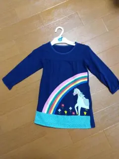 ユニコーンと虹の七分袖ワンピース