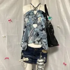 90s y2k 海外ガール フェアリーグランジ 平成ギャル フリルホルターネックのサムネイル