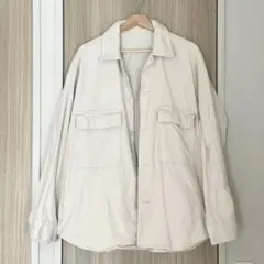 GU コーデュロイシャツジャケット アイボリー 男女兼用のサムネイル