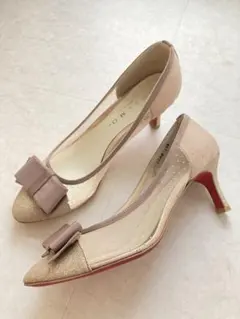 美品 MELMO (メルモ) ラメ グリッター レース リボン 結婚式 お呼ばれ