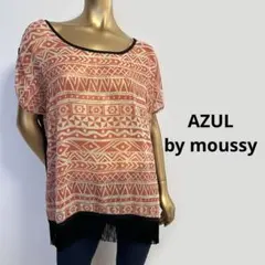 【1954】AZUL by moussy ネイティヴ柄 シースルー トップス M