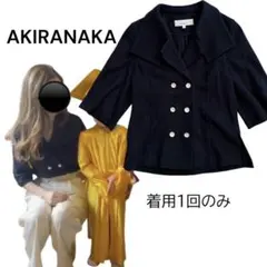 AKIRANAKA ネイビー ダブルブレストウールシャツ　美品のサムネイル
