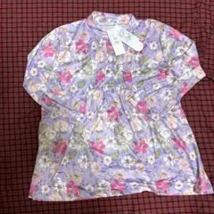 着楽美　新品　紫色花柄長袖シャツ　敬老の日　シニア　介護