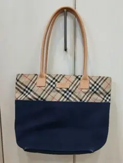Burberry トートバッグ ノバチェック ネイビーのサムネイル