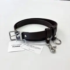 美品 田中オム◎コムデギャルソンオム レザーベルト ブラック ホワイトステッチ コムデギャルソン オムプリュスCOMME des GARCONS HOMME PLUS