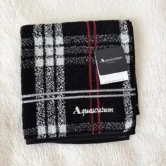 【新品未使用】Aquascutum タオルハンカチ ブラック チェック