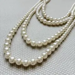 レイヤード　ホワイトパール風　ロングネックレス　エコパール　パーティー　行事