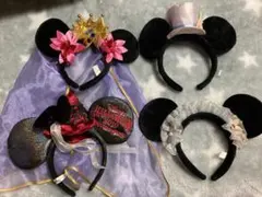 ミッキーマウス耳カチューシャ4点セット