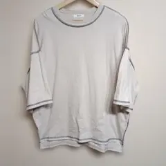 ステッチ入りTシャツ　ベージュ