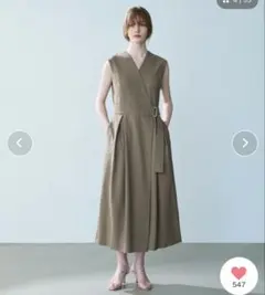 【新品未使用】NORCカシュクールタックワンピース カーキブラウンのサムネイル