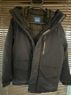 BEAMS フード付きダウンジャケット S ネイビー