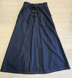 Lallia Mù　ネイビー フレアスカート レースアップ