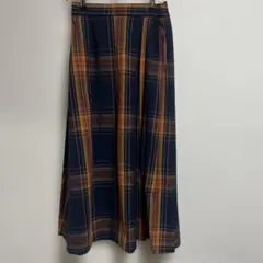 SK☆coenチェックフレアロングスカートM
