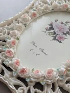 薔薇のホワイトフォトフレーム 4x6