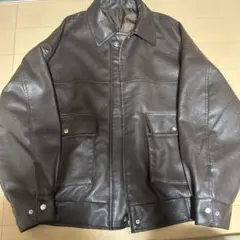 ブラウン フェイクレザー ジャケット Mサイズ