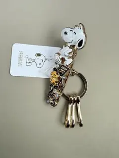 スヌーピー バッグキークリップ ゴールド 音符