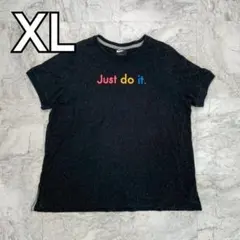 ナイキ　Tシャツ　ブラック　メンズ　XL プリントロゴ　マルチカラー　半袖