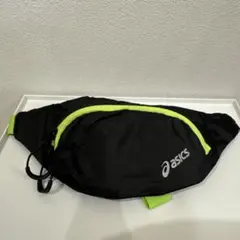 asics ボディバッグ　ウエストポーチ 黒/緑　ランニング
