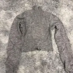 ハイネック リブニット グレー 長袖