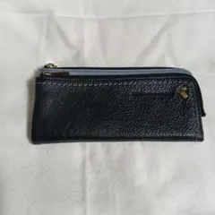 【美品】ペレボルサ 長財布 ラウンド 型押しレザーネイビー レディース 本革のサムネイル