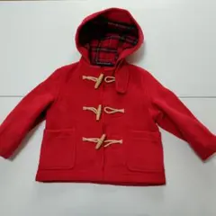 【美品】コート 赤 チェック フード付き キッズ 100 110 英国製